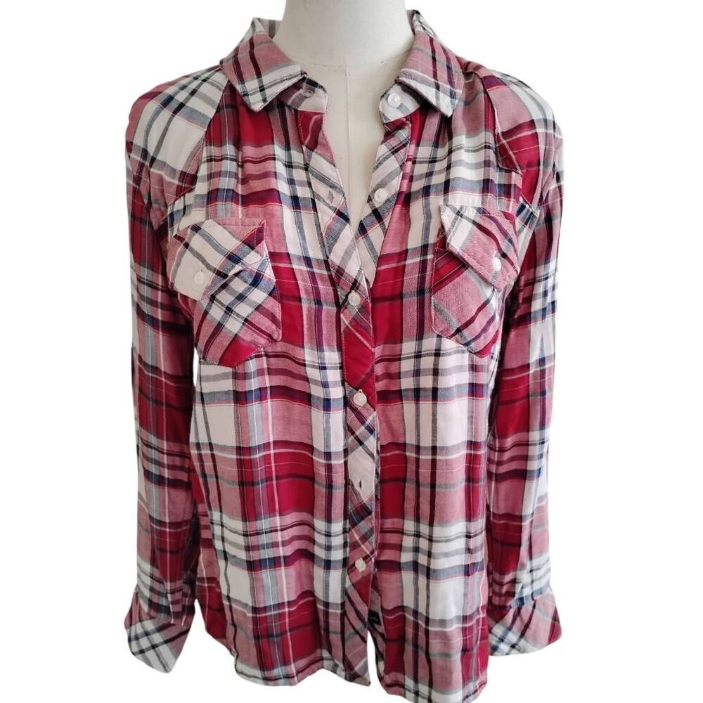 Rails Double Lined Plaid Button‎ Down Shirt Size Medium